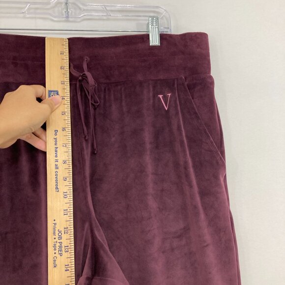 New Victoria's Secret size XL Velour Jogger Pants in Burgundy Slouchy Comfy - Picture 7 of 10